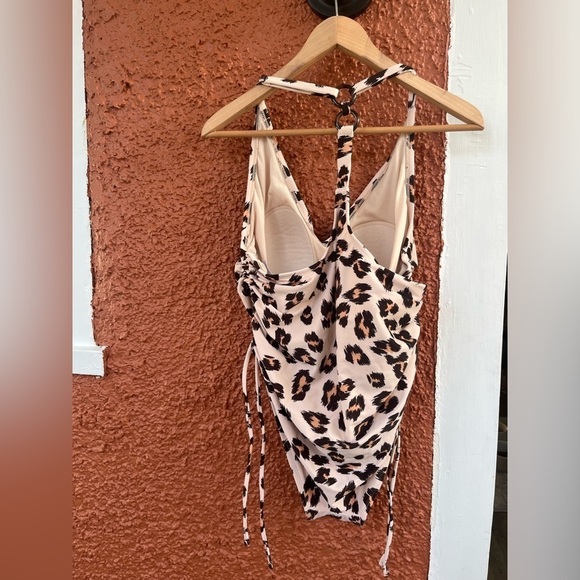 Kona Sol Leopard Print Side Rutching One Piece Racerback Swimsuit Women’s XL - Picture 5 of 8
